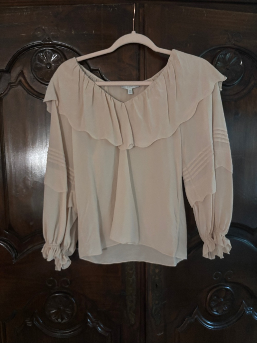Joie Blush Ruffle-Trim Peasant Blouse